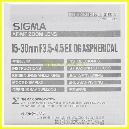 Manuale per obiettivo - , sigma