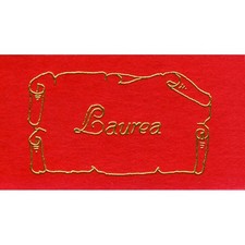 100 PZ Bigliettini bigliettino bomboniera ROSSO pergamena oro LAUREA 08JF