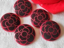 Lotto 5 Bottoni Vintage Rosa