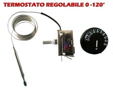 TERMOSTATO REGOLABILE CON SONDA BULBO 30°- 120°C STUFA IDRO CALDAIA TERMOCAMINO