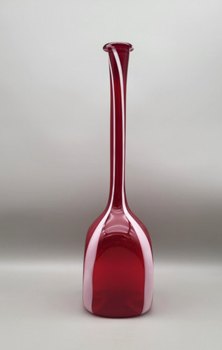 Vaso vetro rosso bianco - vaso,