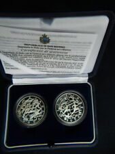 2003 SAN MARINO 2 MONETE ARGENTO 5/10 Euro OLIMPIADI GRECIA ATENE PROOF UNC