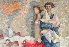 Talani Giampaolo 100x150 Le barche del viaggio Serigrafia materica su cartoncino