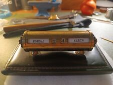 Vintage Luxury Leather Desk Perpetual Calendar 1960s Barrel Style