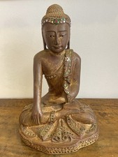Statua Buddha vintage legno dorato Thailandia
