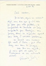 Musique Françoise Deslogères ondes Martenot 2 lettres autographes signées