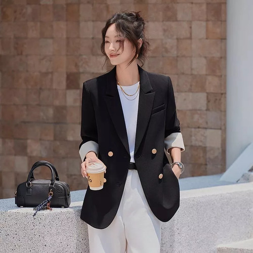 Blazer nero doppiopetto - nero,
