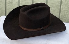 Cappello da cowboy classico Tecovas Cattleman Umber pelliccia di coniglio feltro taglia 7 1/8 inutilizzato $395