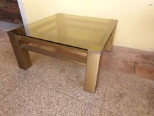 TAVOLINO DA SALOTTO IN OTTONE PIANO IN CRISTALLO DESIGN VINTAGE '70 COFFEE TABLE