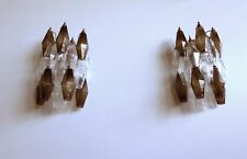 Vintage Murano Italian POLIEDRI smoked and trasparent glass wall sconces