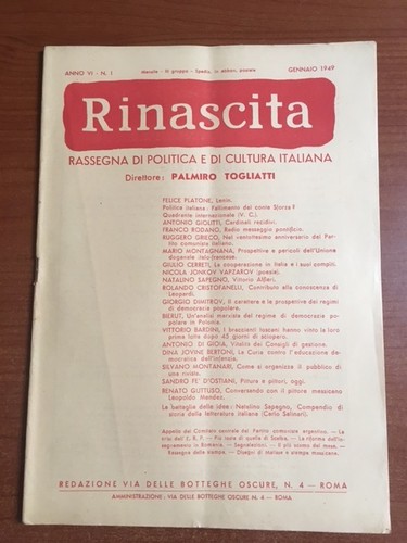 Rinascita gennaio anno vi - n.1,