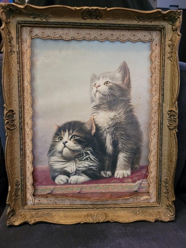 Dipinto olio bambini gatti
