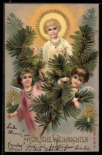 Litografia buon natale angelo - buon,