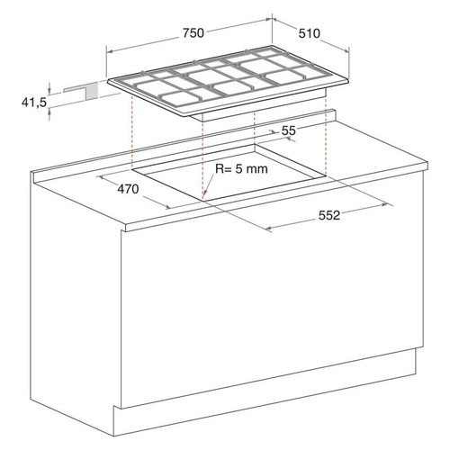 Piano cottura gas hotpoint - piano,