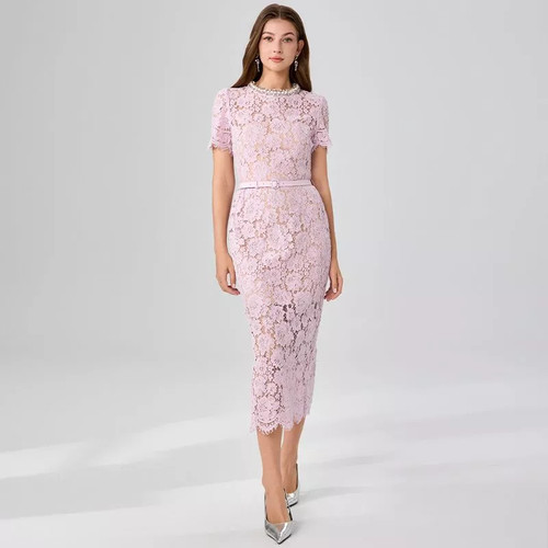 Tubino rosa pizzo con - tubino,
