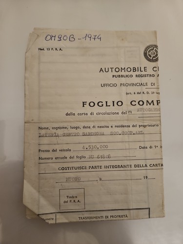 Foglio complementare - a.c.i.,