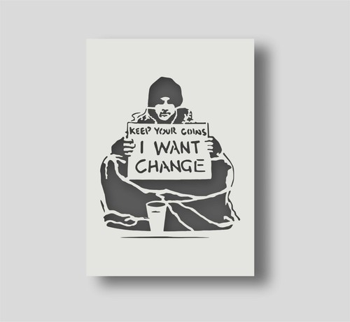 Banksy beggar stencil - -,