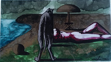 Sergio vacchi olio tela - vacchi, su