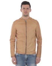 Giubbino Giubbotto Daniele Alessandrini Jacket Pelle Uomo Beige I1359KD143900 95