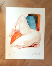 TANINO LIBERATORE stampa FIRMATA numerata acquerello nudo Ranxerox Frigidaire