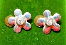 Orecchini Clip In Argento Con Fiori Di Margherita E Strass Vintage 6h16