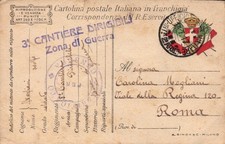 RARA FRANCHIGIA MILITARE 13.7.17 " 3° CANTIERE DIRIGIBILI " ZONA DI GUERRA