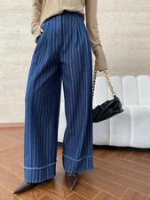 Pantalone donna vita alta blu