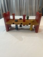 GIOCATTOLO VINTAGE ANNI '50 PLAYSKOOL POUNDING BENCH ~ Panca in legno, 6 pioli - senza martello