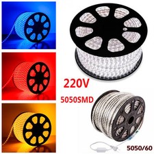 STRISCIA STRIP LED BOBINA SMD 5050 RGB SPINA 220V BIANCA TUBO ESTERNO 1 A 100 M