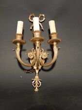 ANTICA ELEGANTE APPLIQUE 3 FUOCHI E 14 LAMPADA PARETE BRONZO OTTONE STILE IMPERO