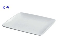 Set 4 Piatti Piani Rettangolari Plaza Bistecca Porcellana Bianco - 25 cm x 22 cm