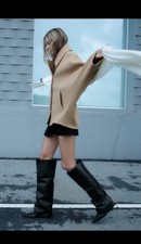 ZARA STIVALI GHETTA PELLE NERI