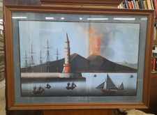 Gouache Veduta Del Vesuvio XIX/XX Secolo.