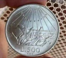 500 LIRE 1965 DANTE ARGENTO SILVER ECCEZIONALE FIOR DI CONIO DA ROTOLINO UNC