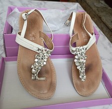 Infradito sandali bianco gioiello Swarovski vera pelle 37