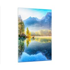 Quadro su Vetro 80x120cm Paesaggio Alpi Montagne Stampe Immagini Moderni Murale