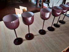 Particolare set di 6 bicchieri in vetro a palloncino, fine anni '50