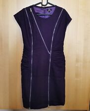 Abito da sera Chanel vintage viola lana taglia L vestito pelle couture midi dress 92 cm