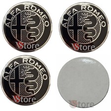 4 Tappi Adesivi Coprimozzo Alfa Romeo 147 156 Giulia Mito 50mm New Nero Black