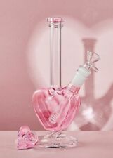 Pink 9" Heart Glass Hookah Bong Thick Glass Water Pipe Diffuser W/Heart Bowl