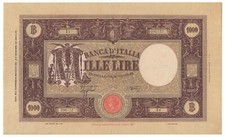 1000 LIRE GRANDE  "M"  ( FASCIO )  2° TIPO  DECR  12  - 12 - 1942 BB+
