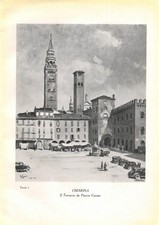 Stampa antica CREMONA Piazza