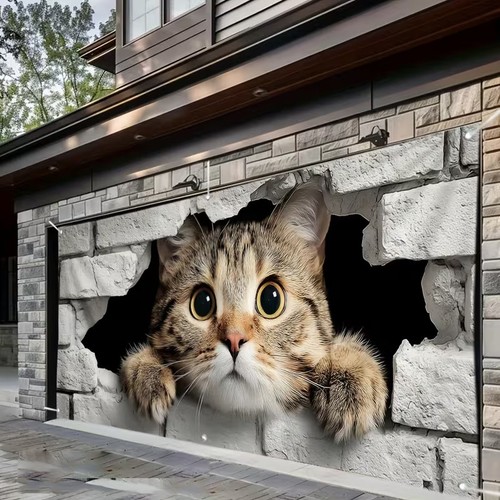 Curioso gatto garage porta - gatto,