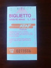 BIGLIETTO ATAF obliterato autobus Firenze vintage 1500 lire