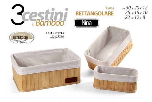 Cestini bamboo cesta - 3, marrone
