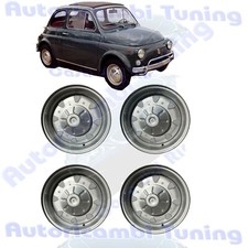 4 Cerchi in Acciaio CMR DA 4,5" x 12 per FIAT 500 F L R EPOCA Con Coprimozzo
