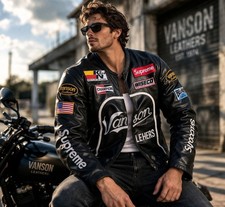 Giacca Pelle Uomo Nera Racing