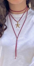 Collana choker scamosciato bordo` ciondolo acciaio stella marina donna ragazza
