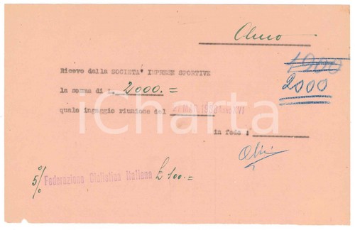 1938 ciclismo milano ricevuta - 1938,