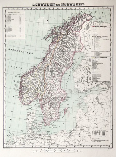 Svezia norvegia litografia - svezia,